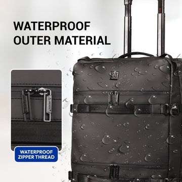 Aerolite Waterproof Trolley Cabin Bag, Ryanair Priority Max Size 55x40×20 cm, 44L Carry-On with 17" Laptop Sleeve, TSA Lock & 2 Wheels – Black